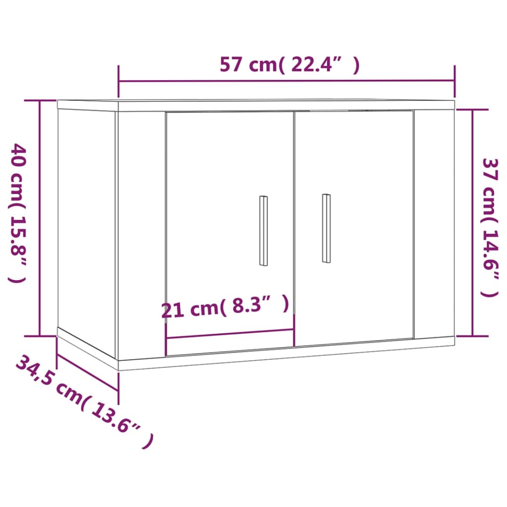 Väggmonterade tv-skåp 2 st vit 57x34,5x40 cm