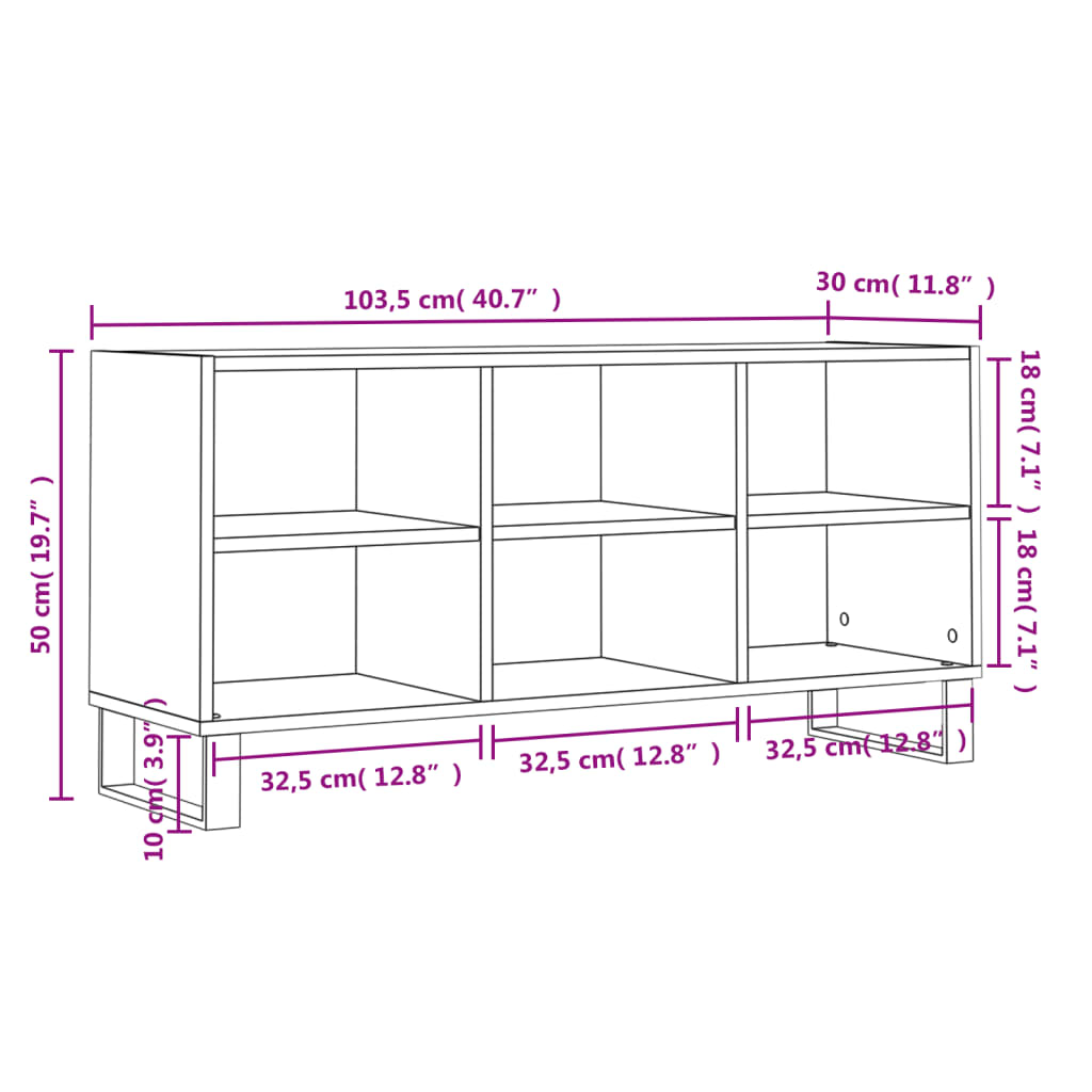 Tv-bänk vit högglans 103,5x30x50 cm konstruerat trä