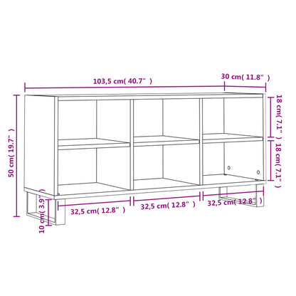 Tv-bänk vit högglans 103,5x30x50 cm konstruerat trä