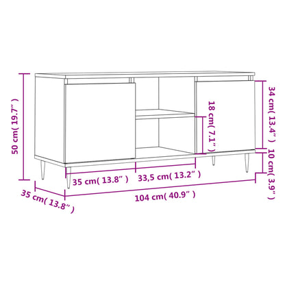 Tv-bänk vit högglans 104x35x50 cm konstruerat trä