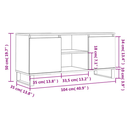 Tv-bänk vit 104x35x50 cm konstruerat trä