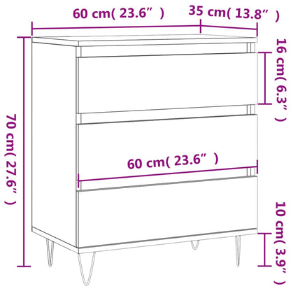 Byrå vit 60x35x70 cm konstruerat trä