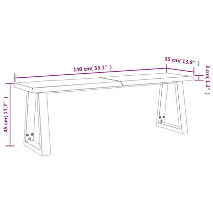 Bänk med levande kant 140 cm massivt akaciaträ