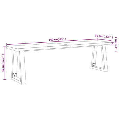 Bänk med levande kant 160 cm massivt akaciaträ