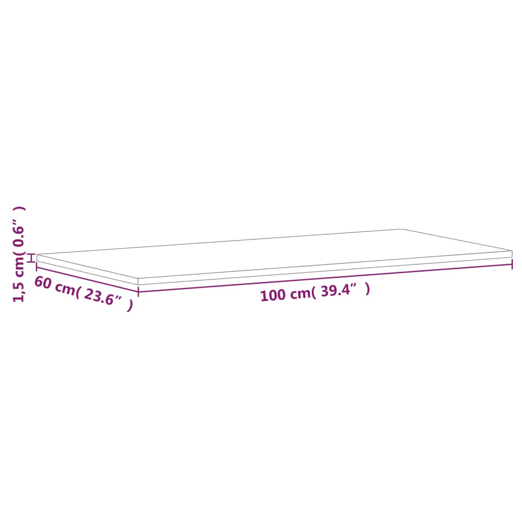 Bordsskiva 100x60x1,5 cm rektangulär massivt bokträ