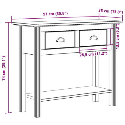 Konsolbord BODO vit 91x35x74 cm massiv furu