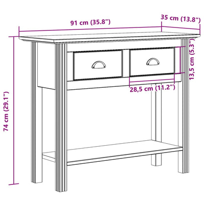 Konsolbord BODO brun 91x35x74 cm massiv furu