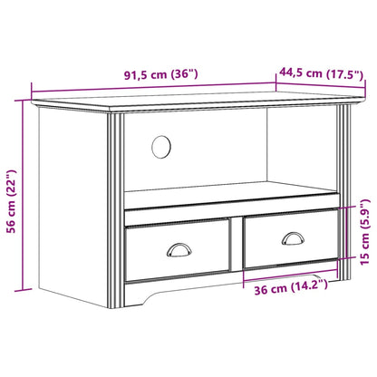 TV-bänk med 2 lådor BODO brun 91,5x44,5x56 cm massiv furu