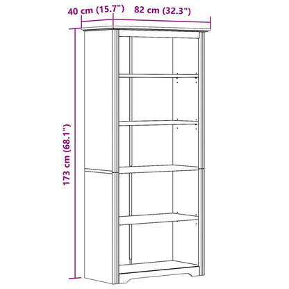 Bokhylla BODO brun 82x40x173 cm massiv furu 5 hyllplan