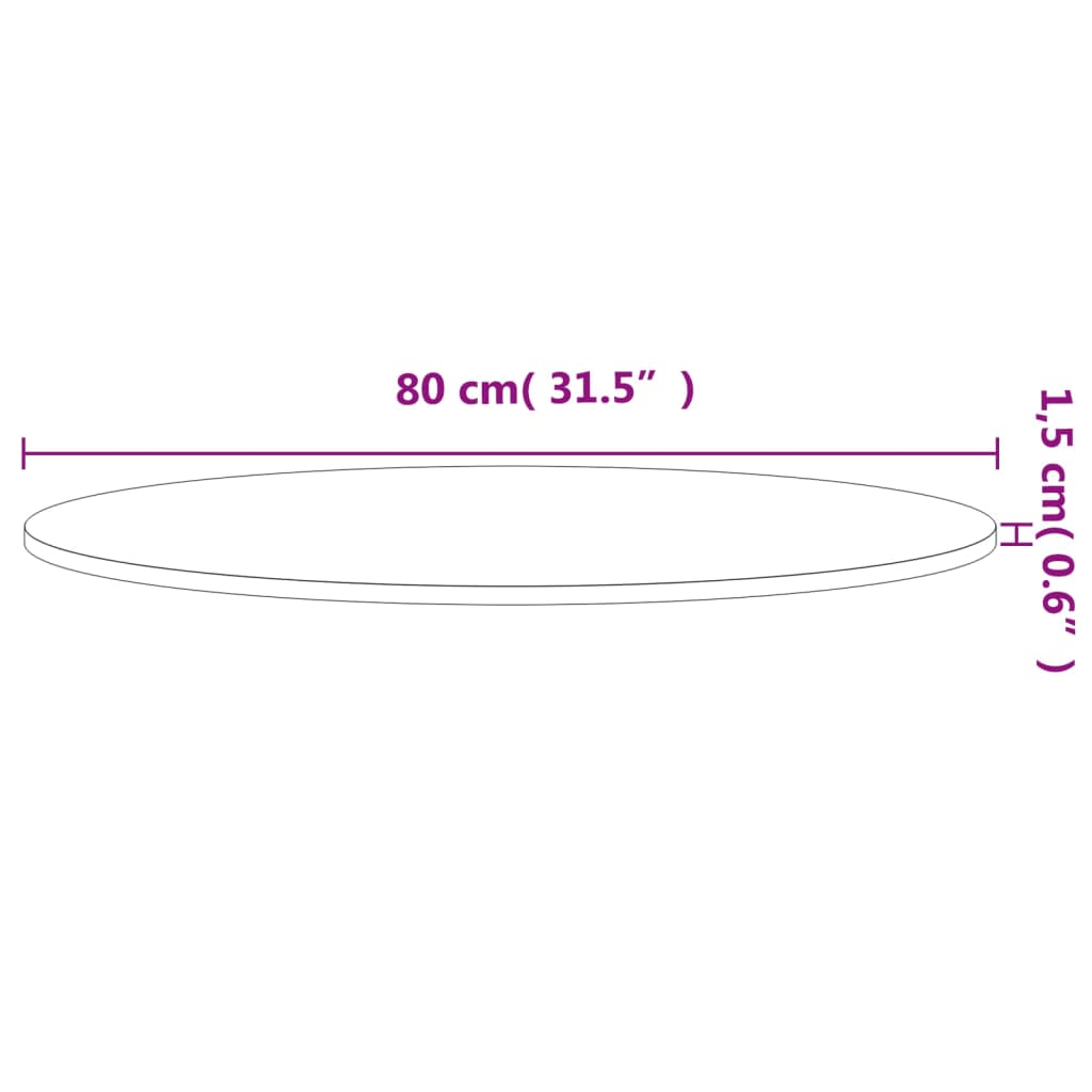 Bordsskiva Ø80x1,5 cm rund massivt bokträ