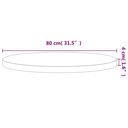 Bordsskiva Ø80x4 cm rund massivt bokträ