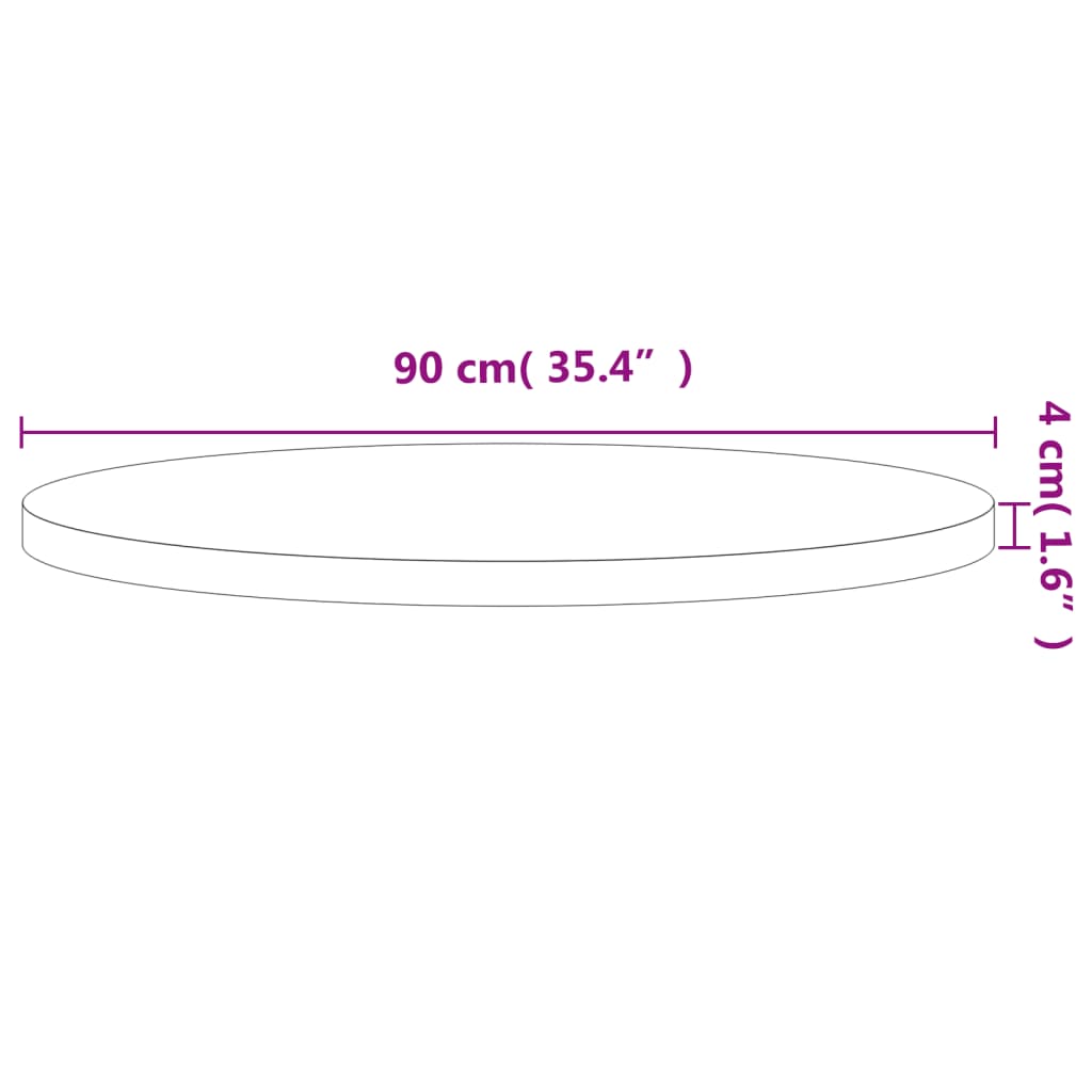 Bordsskiva Ø90x4 cm rund massivt bokträ