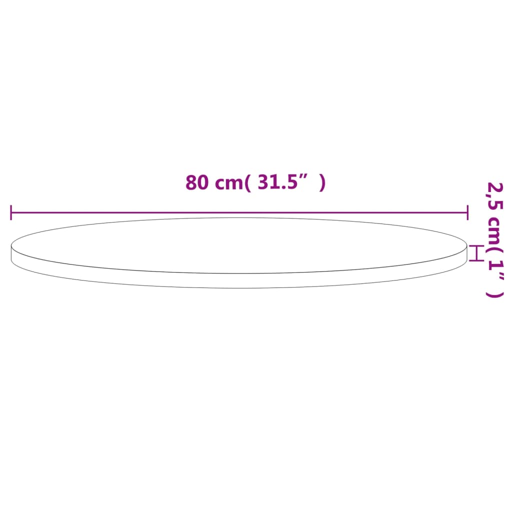 Bordsskiva Ø80x2,5 cm rund massivt bokträ