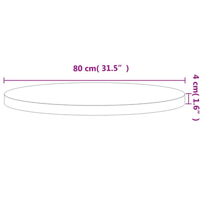 Bordsskiva Ø80x4 cm rund massivt bokträ