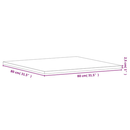 Bordsskiva 80x80x2,5 cm fyrkantig massivt bokträ