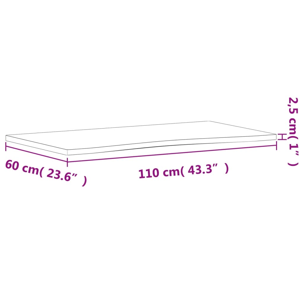 Bordsskiva 110x(55-60)x2,5 cm massivt bokträ