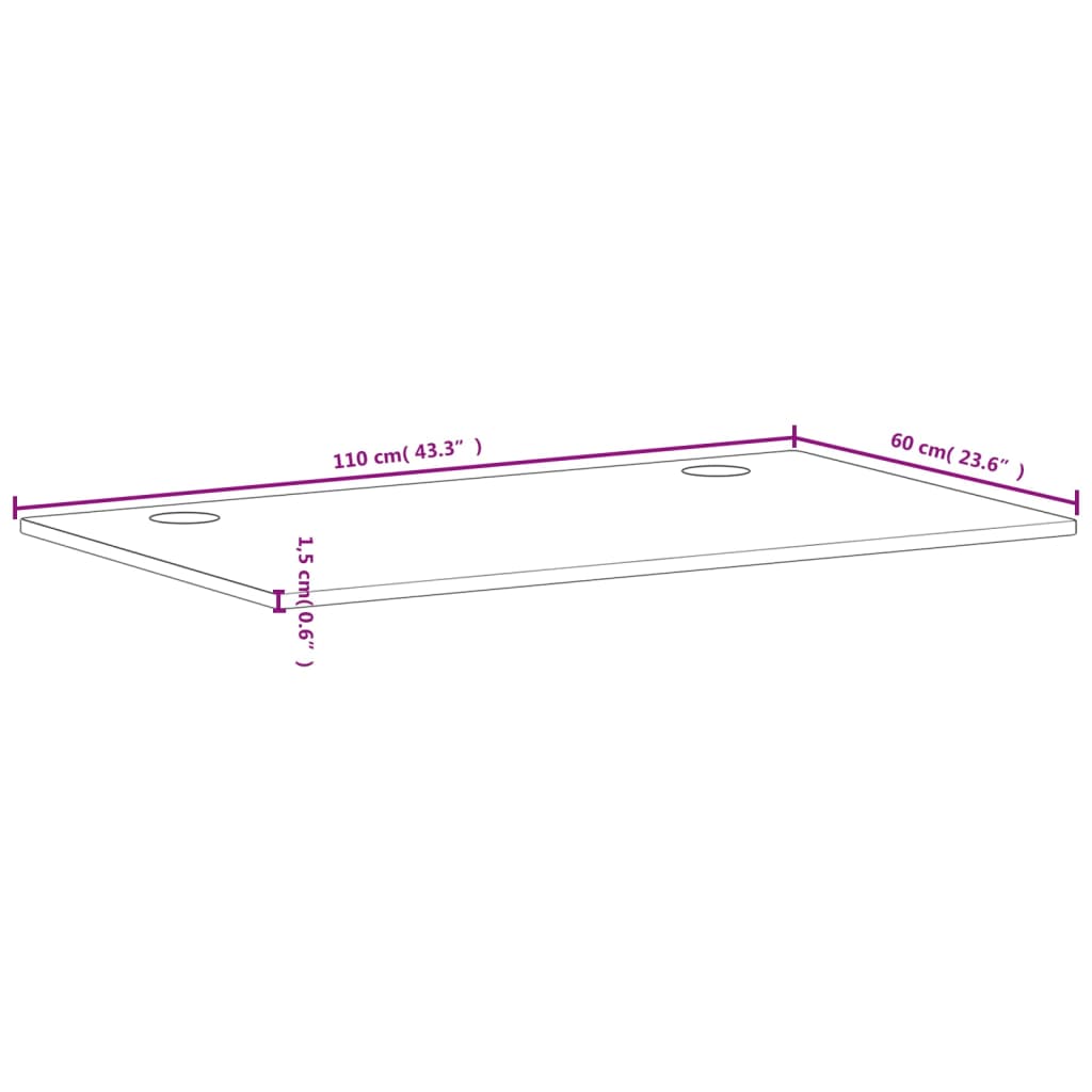 Bordsskiva 110x60x1,5 cm massivt bokträ