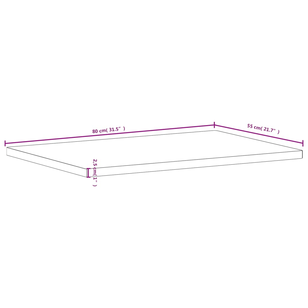 Bordsskiva 80x55x2,5 cm massivt bokträ