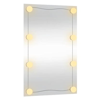 Väggspegel med LED-belysning 40x60 cm glas rektangulär