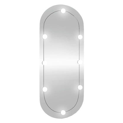 Väggspegel med LED-belysning 25x60 cm glas oval