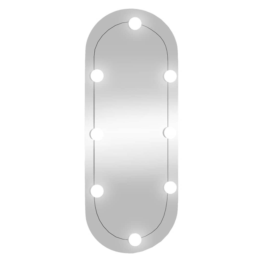 Väggspegel med LED-belysning 30x70 cm glas oval