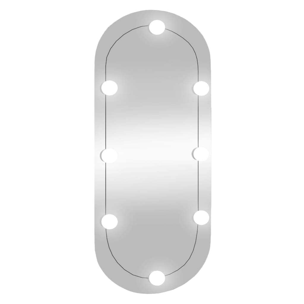 Väggspegel med LED-belysning 35x80 cm glas oval