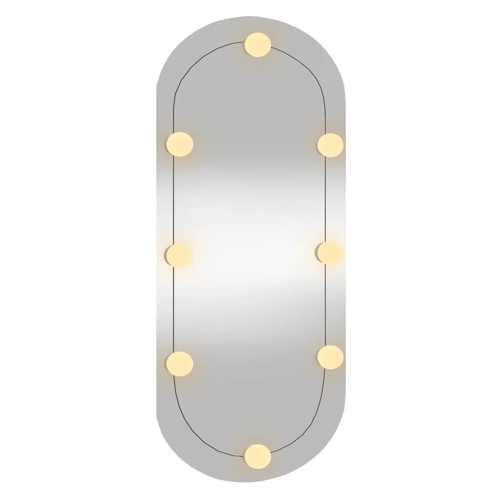 Väggspegel med LED-belysning 35x80 cm glas oval