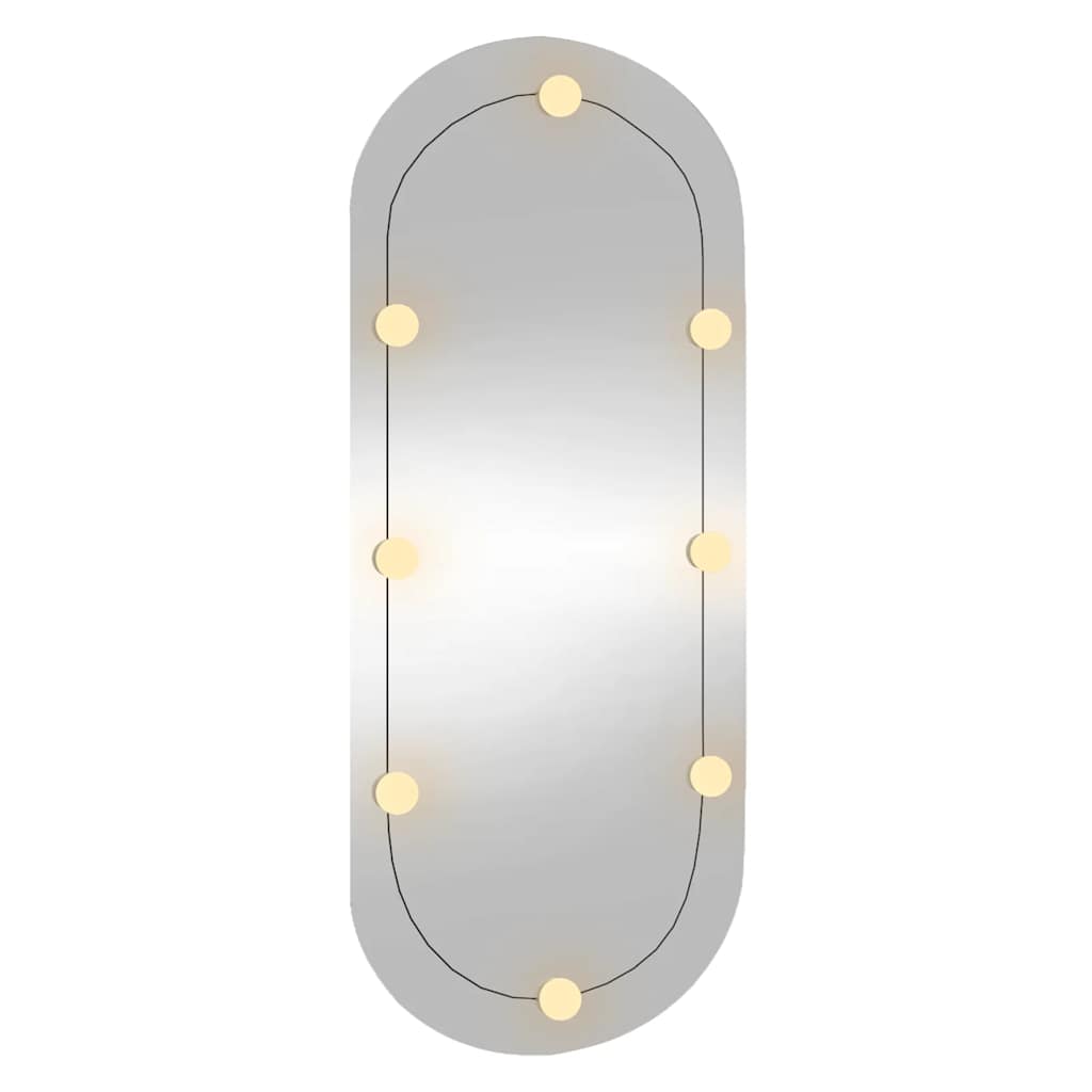 Väggspegel med LED-belysning 40x90 cm glas oval