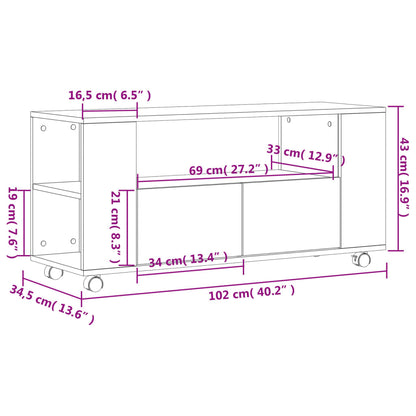 Tv-bänk grå sonoma 102x34,5x43 cm konstruerat trä