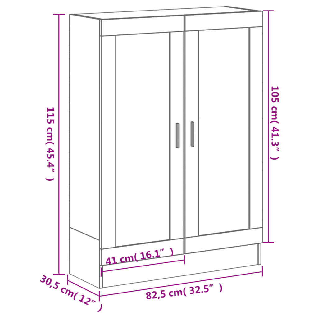 Bokhylla brun ek 82,5x30,5x115 cm konstruerat trä