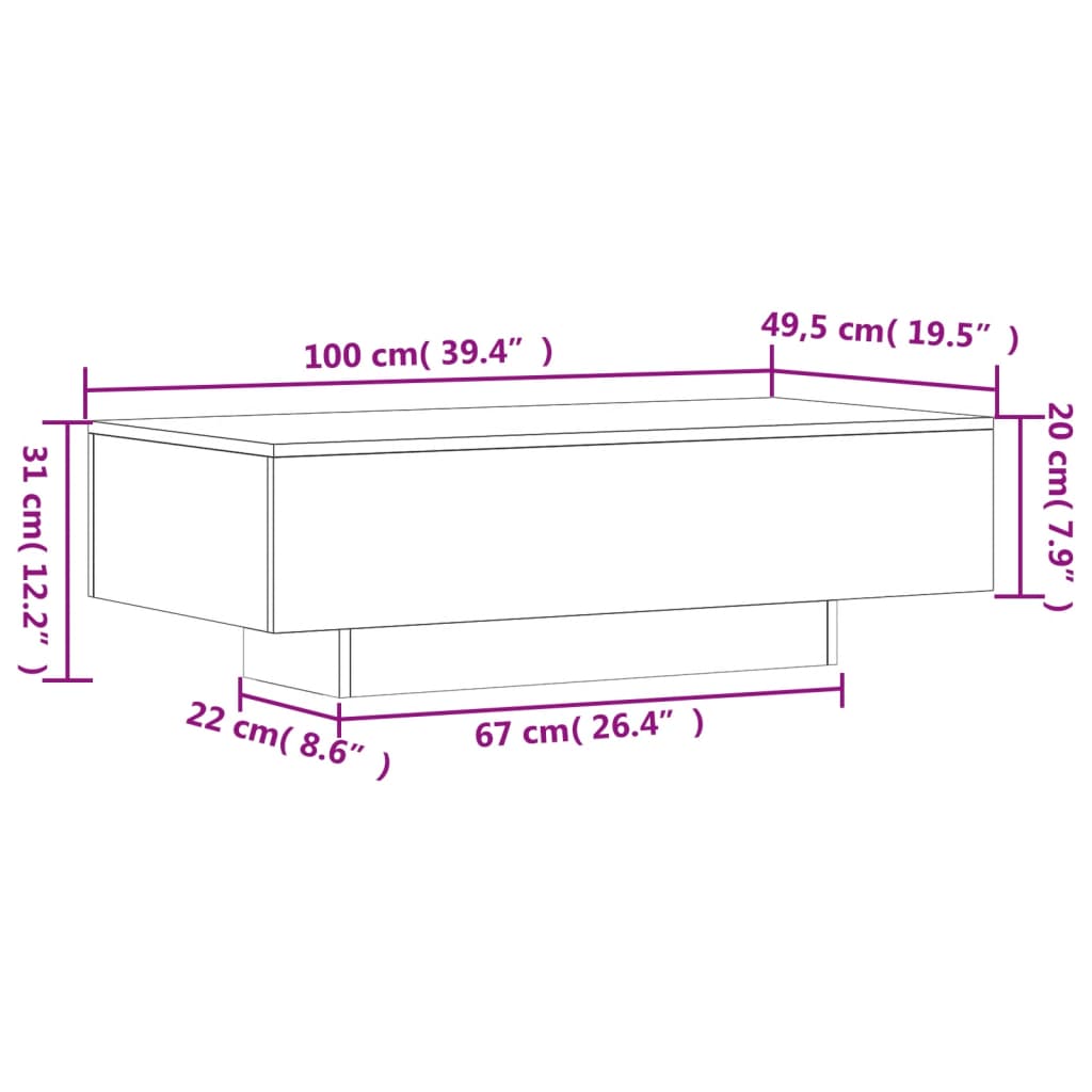 Soffbord vit 100x49,5x31 cm konstruerat trä