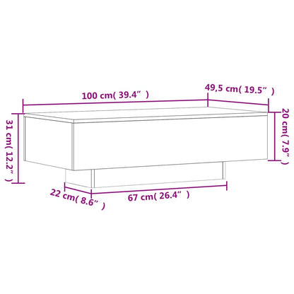 Soffbord vit högglans 100x49,5x31 cm konstruerat trä