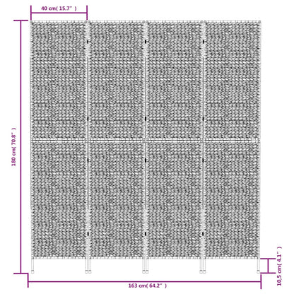 Rumsavdelare 4 paneler svart 163x180 cm vattenhyacint