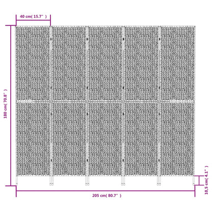 Rumsavdelare 5 paneler 205x180 cm vattenhyacint