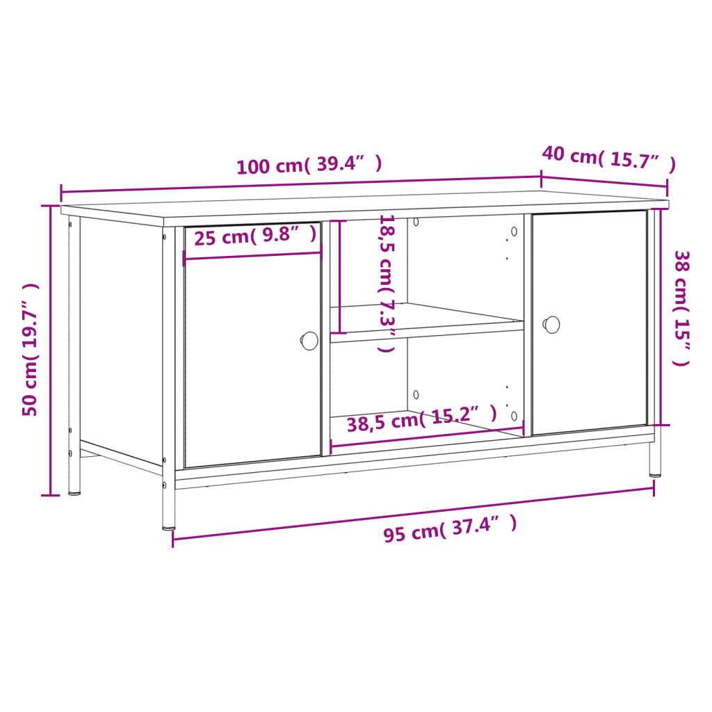 Tv-bänk sonoma-ek 100x40x50 cm konstruerat trä