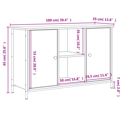 Tv-bänk svart 100x35x65 cm konstruerat trä