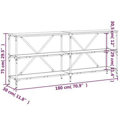 Konsolbord rökfärgad ek 180x30x75 cm konstruerat trä och järn