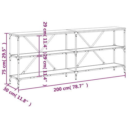 Konsolbord rökfärgad ek 200x30x75 cm konstruerat trä och järn