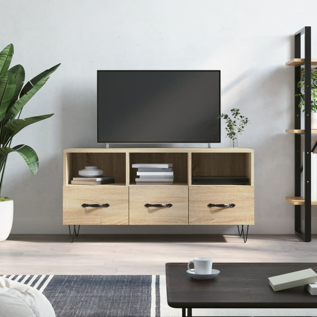 Tv-bänk sonoma ek 102x36x50 cm konstruerat trä