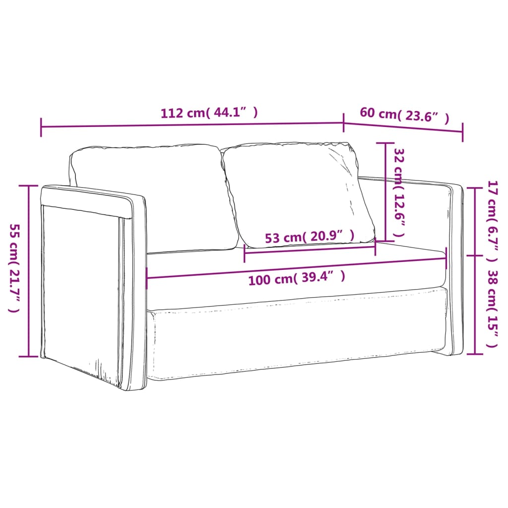 Golvbäddsoffa 2-i-1 ljusgrå 112x174x55 cm tyg