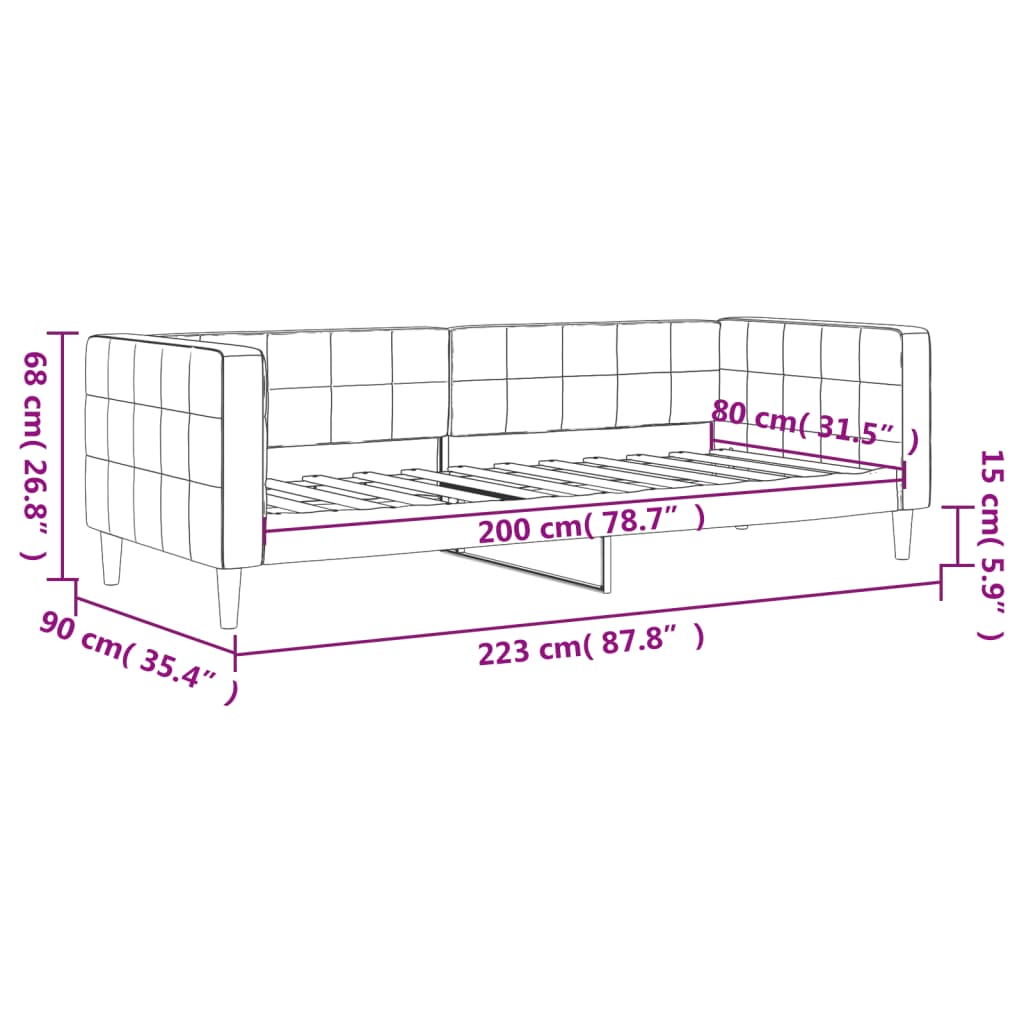 Dagbädd mörkgrå 80x200 cm sammet