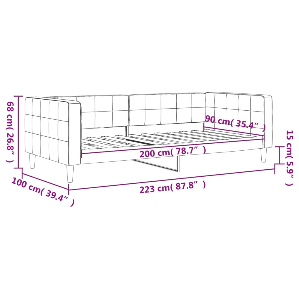 Dagbädd svart 90x200 cm sammet