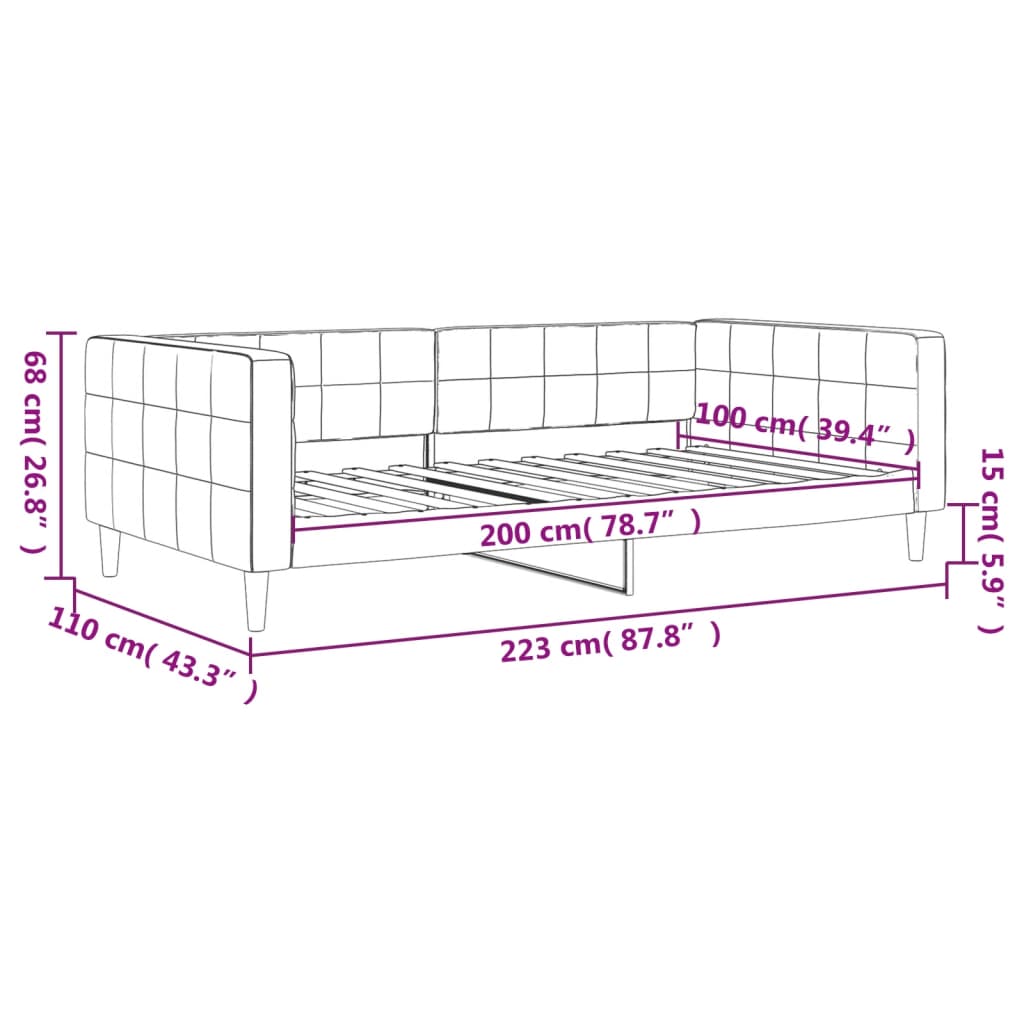 Dagbädd gul 100x200 cm sammet