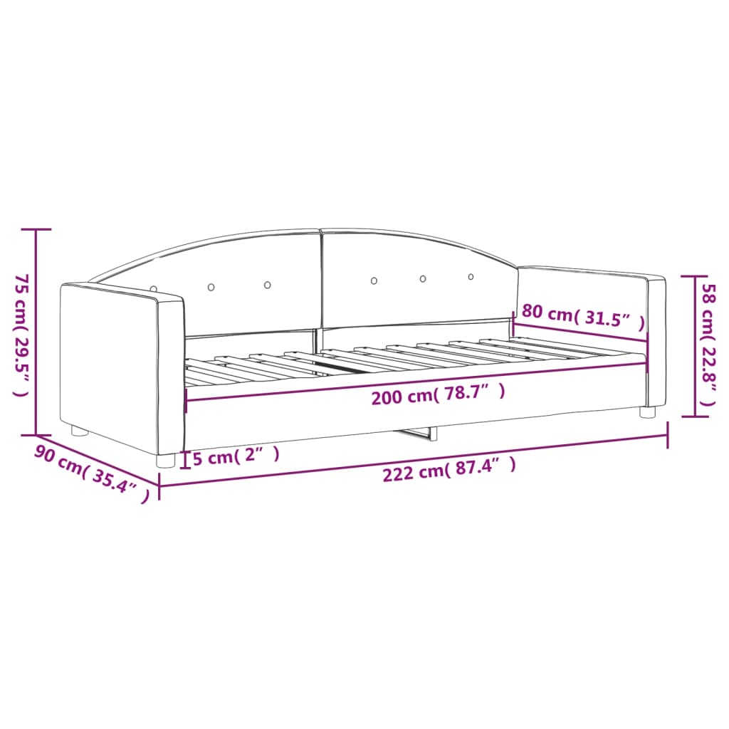 Dagbädd gul 80x200 cm sammet