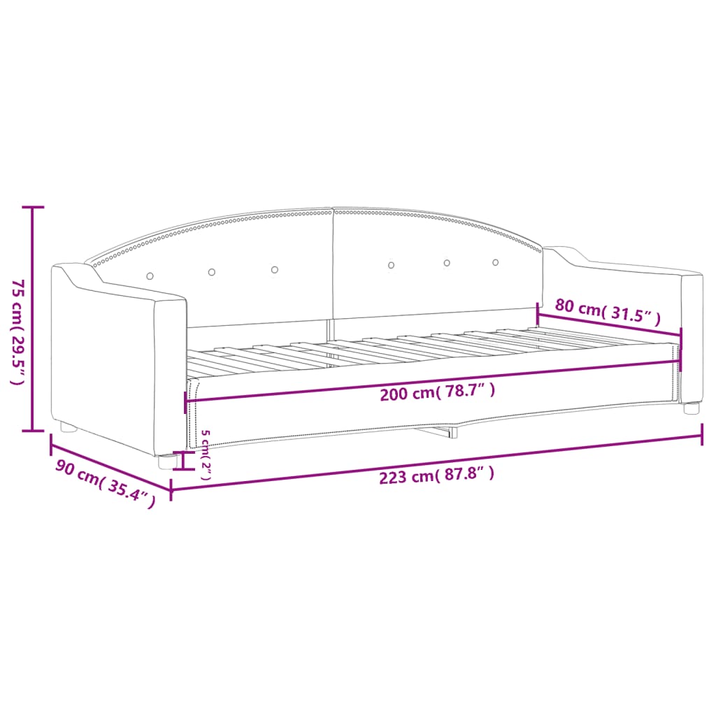 Dagbädd svart 80x200 cm tyg