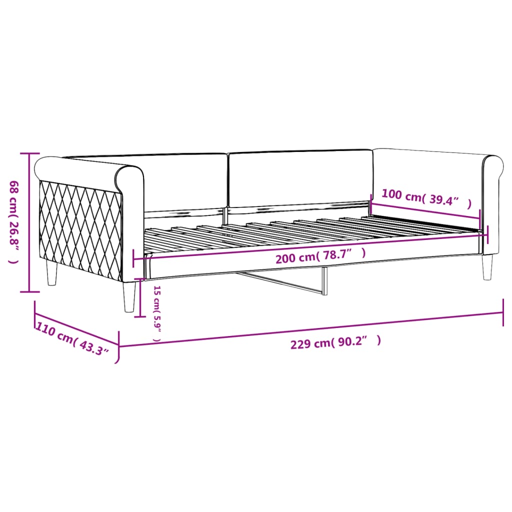 Dagbädd blå 100x200 cm sammet