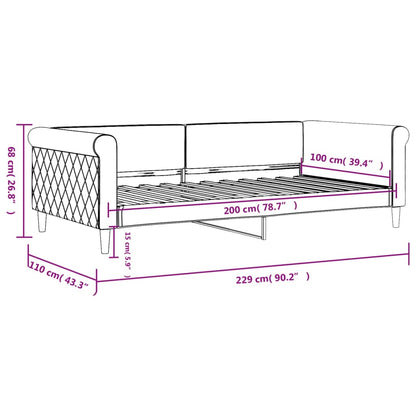 Dagbädd ljusgrå 100x200 cm sammet