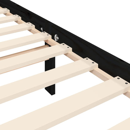 Sängram med huvudgavel svart massivt trä