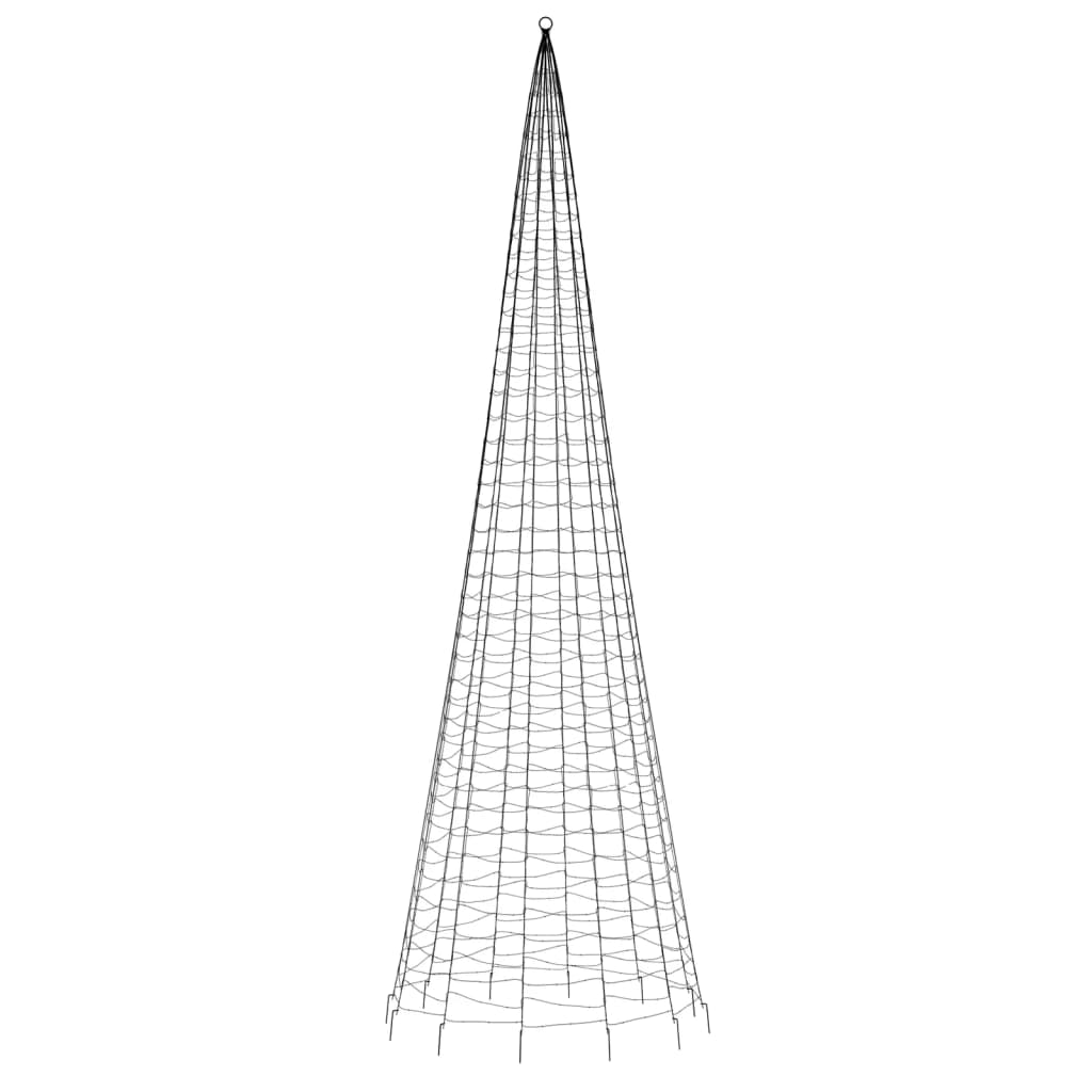 LED julgran på flaggstång 1534 LEDs varmvit 500 cm