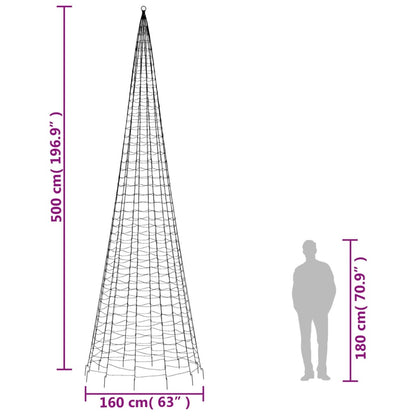 LED julgran på flaggstång 1534 LEDs blå 500 cm